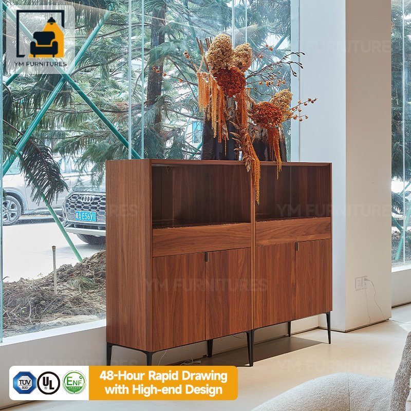 Mueble Buffet de Villa Armario Modular Artesanal de Lujo Almacenamiento de Madera Aparador para Bar en Casa Comedor