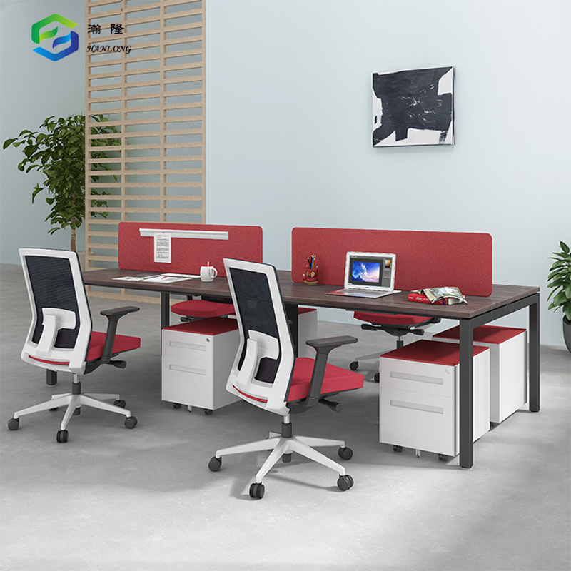 Precio de fábrica mesa de trabajo de banco estación de trabajo mesa moderna de oficina para 4 persona