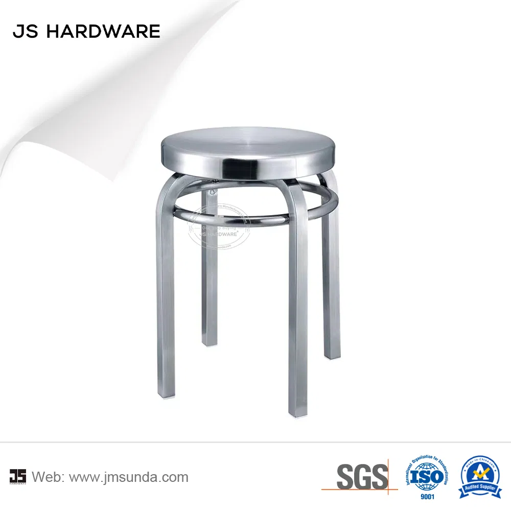 Silla de comedor fija de barra de acero inoxidable de fábrica directa, taburete de barra satinado