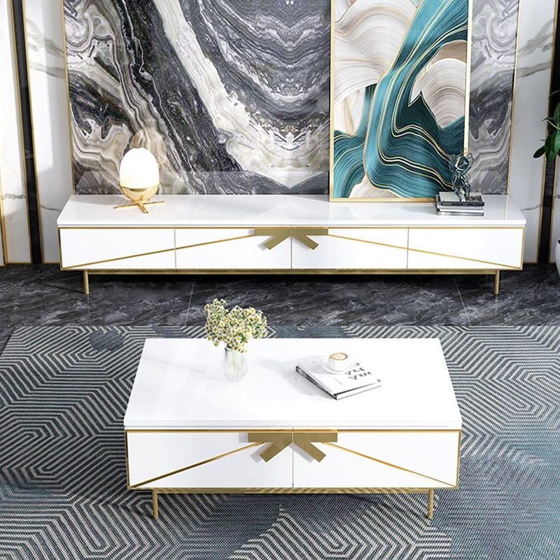 Mueble de sala de estar moderno, mesa consola con tapa de vidrio templado y almacenamiento, gabinete lateral de lujo para sala de estar