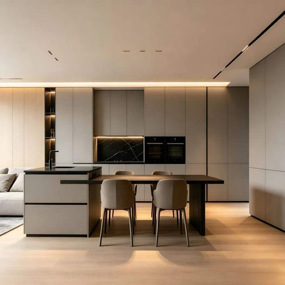 Muebles de lujo modernos de nogal y roble para la sala de estar, almacenamiento, buffet, credenza, armario, mueble de cocina
