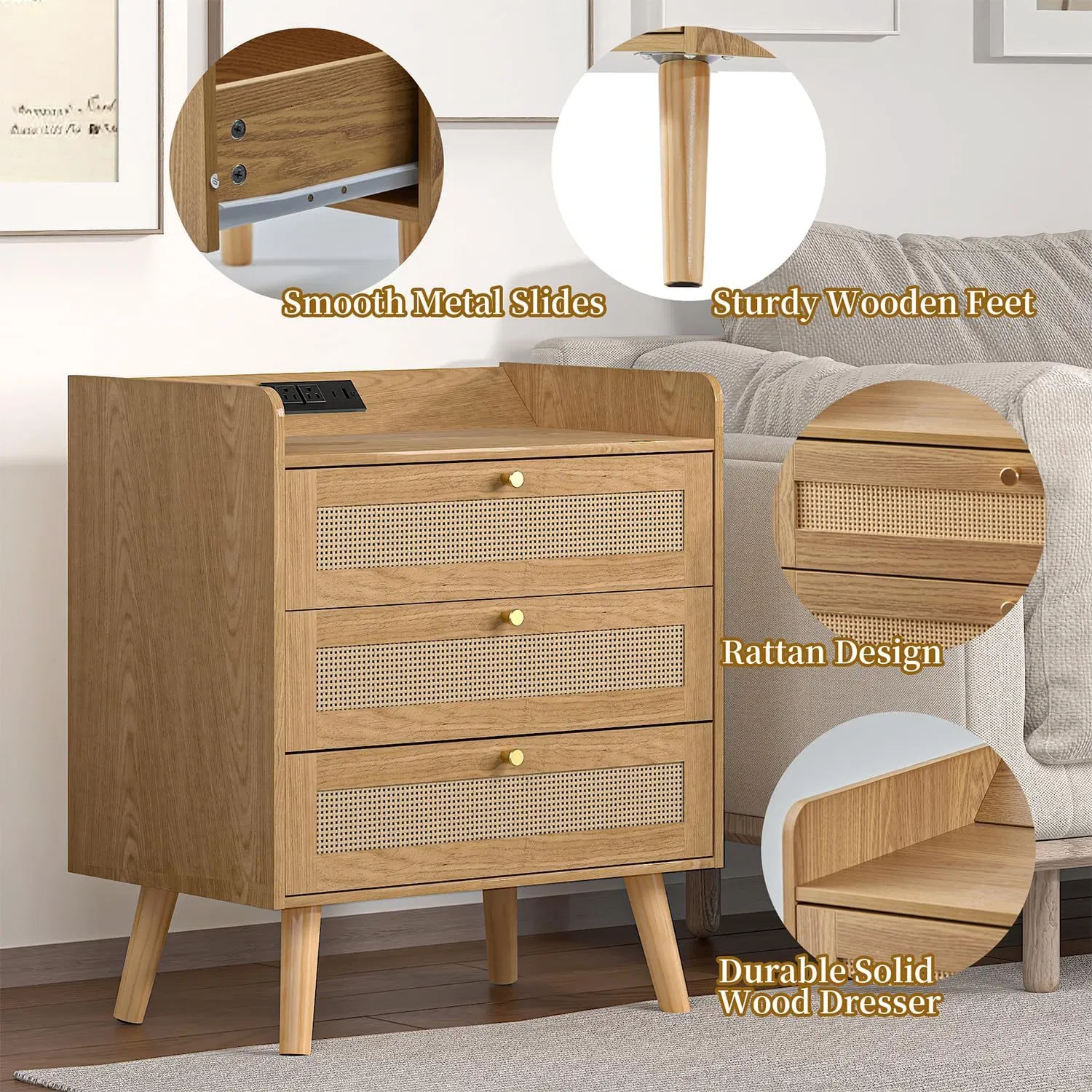Categoría de dormitorio de fábrica física, mesa de noche moderna y creativa con almacenamiento en cajón
