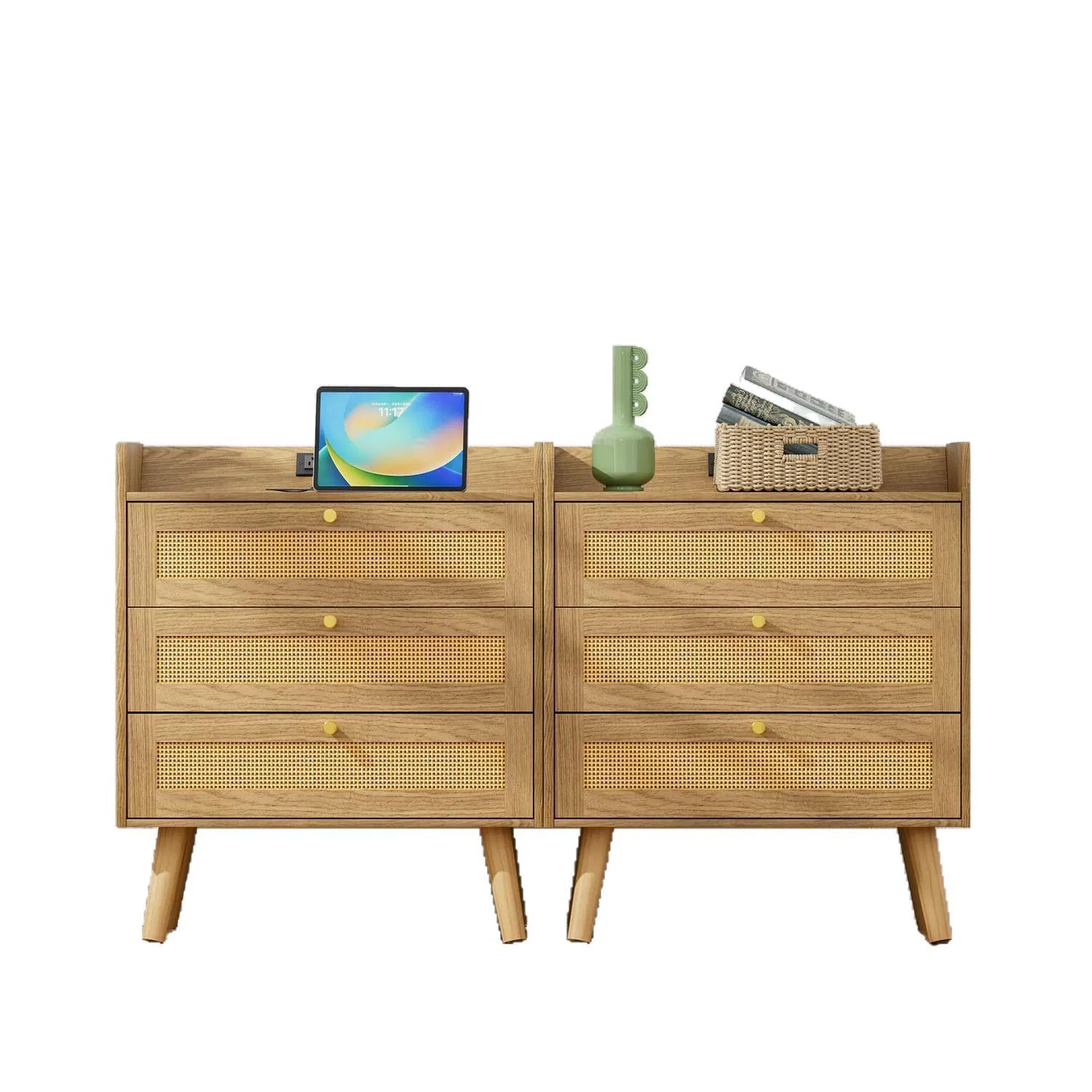 Categoría de dormitorio de fábrica física, mesa de noche moderna y creativa con almacenamiento en cajón