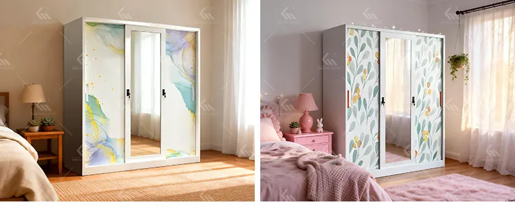 Armario Elegante de Fácil Montaje para Dormitorio, Armario de Acero, Armario de Metal para Ropa