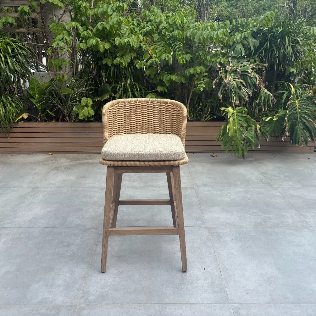 Mueble de jardín personalizado para patio exterior, taburete de bar alto de metal