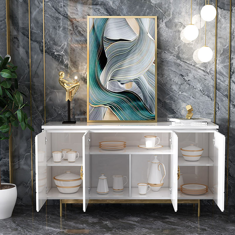 Mueble de sala de estar moderno, mesa consola con tapa de vidrio templado y almacenamiento, gabinete lateral de lujo para sala de estar