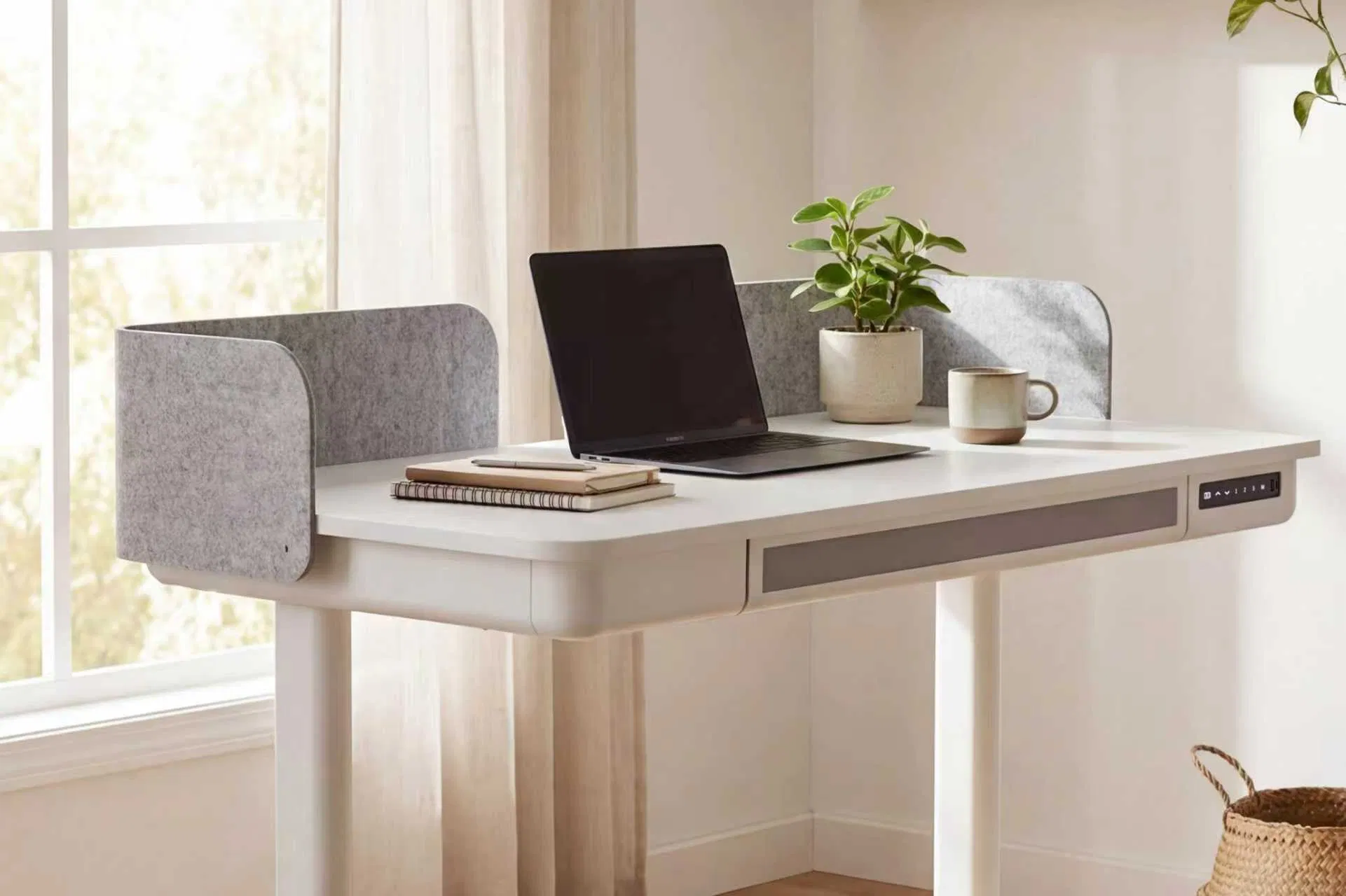 Escritorio de oficina en casa eléctrico ajustable en altura, mueble de pie y sentado
