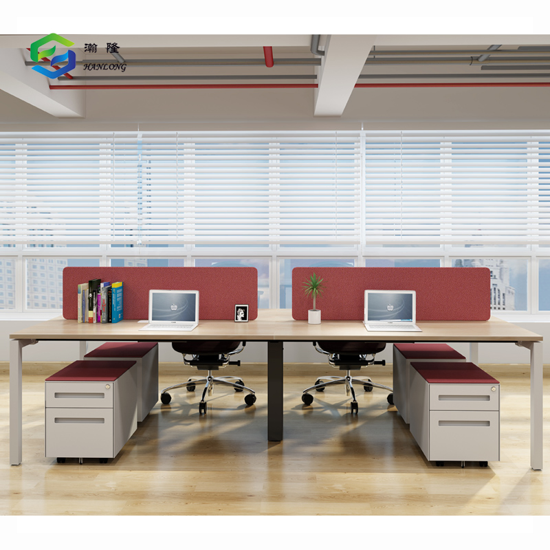 Precio de fábrica mesa de trabajo de banco estación de trabajo mesa moderna de oficina para 4 persona