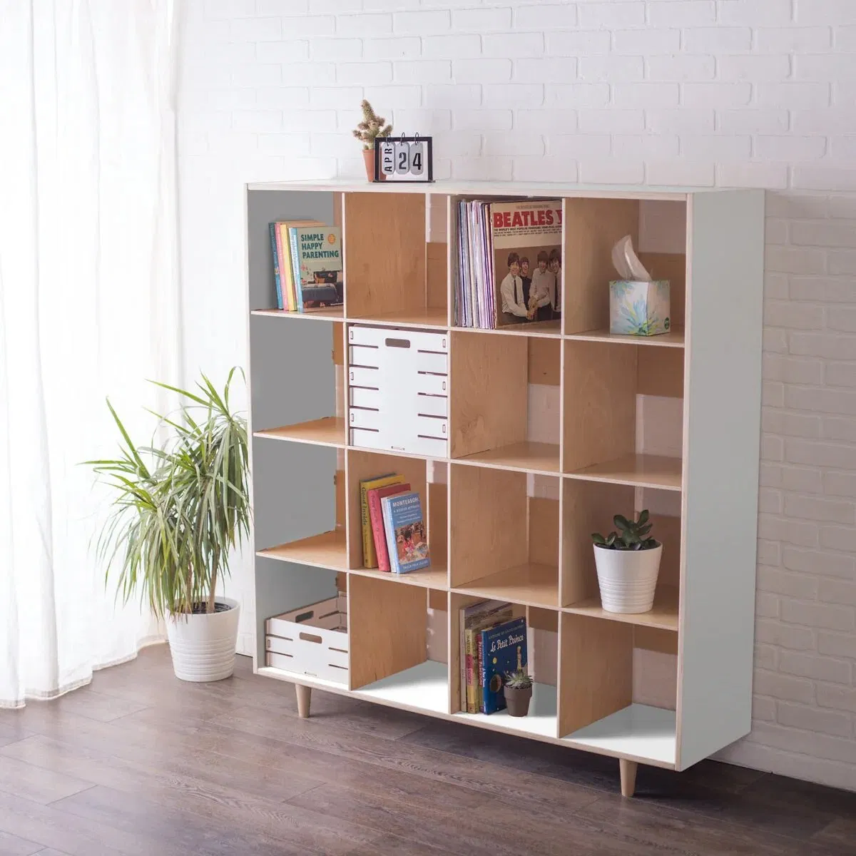 Precio de fábrica moderno estante de madera en forma de cubo múltiple montado en la pared para almacenamiento