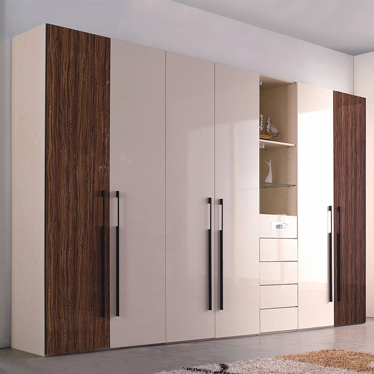 Conjunto de muebles de armarios para dormitorio moderno, diseños de armarios de madera acrílica de alto brillo