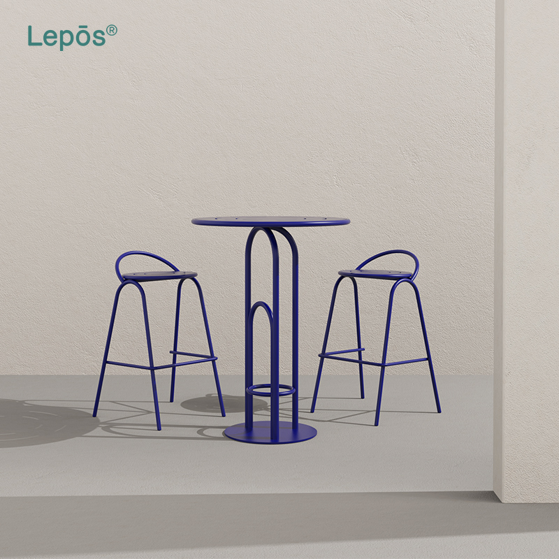 Silla de bar alta de patio al aire libre de diseño contemporáneo, marco de aluminio anti óxido, silla de bar para café y jardín para uso comercial y residencial