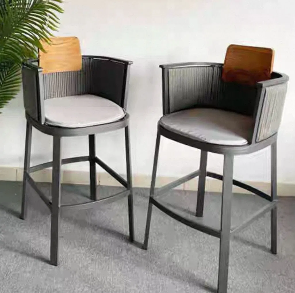 Silla de bar moderna nórdica de madera de teca, diseño moderno para restaurante, taburete de hotel y pub