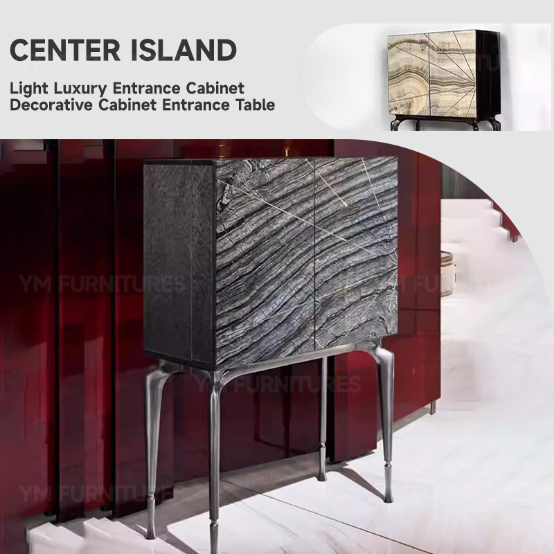 Muebles de decoración para sala de estar, armarios, mueble de lujo, mesa consola gris, aparador de vino