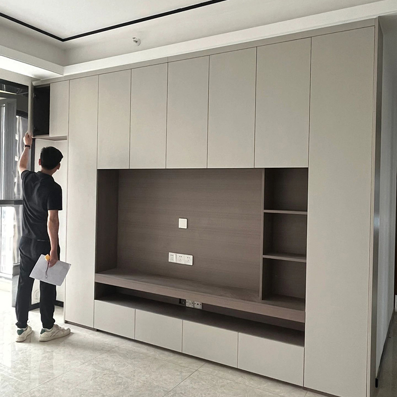 Mueble de televisión de diseño moderno, consola de medios, mueble para sala de estar, unidad de pared de madera con LED, mueble de televisión con chimenea, centro de entretenimiento
