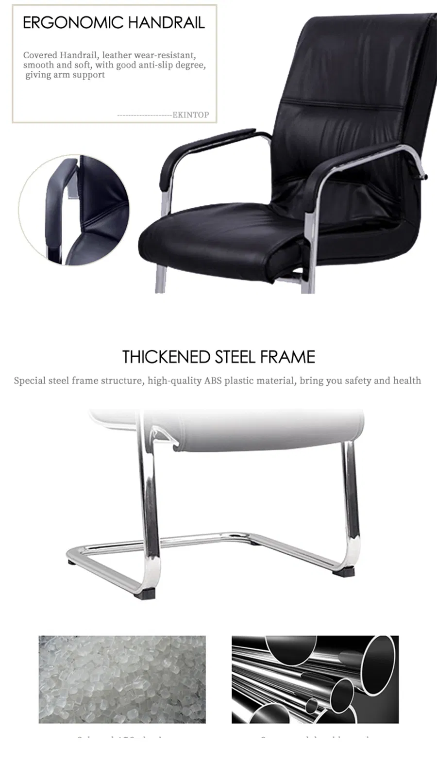 Silla de oficina ejecutiva ergonómica de cuero negro moderno, cómoda, con respaldo reclinable y giro