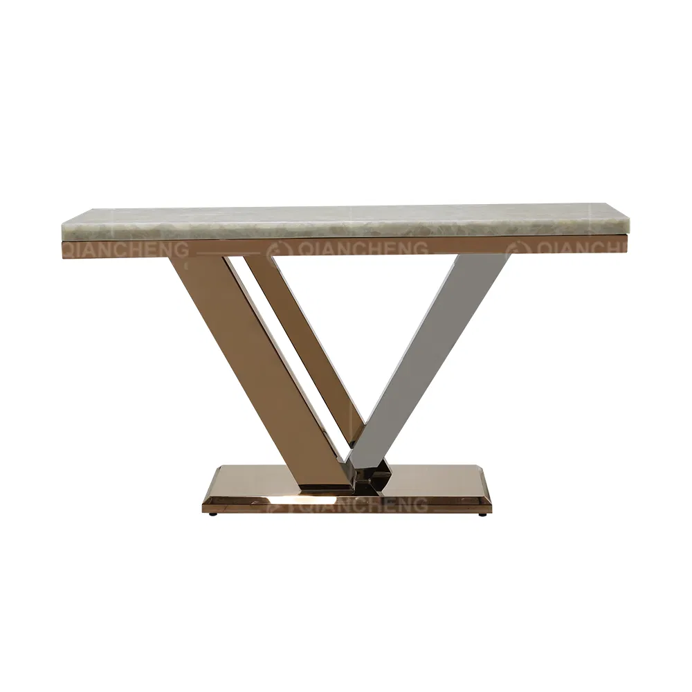 Diseño de lujo para decoración del hogar, mesa consola de mármol y acero inoxidable