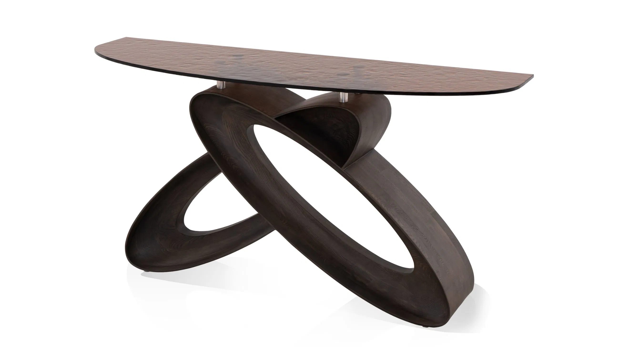 Mesa consola elegante y moderna de madera oscura y vidrio para comedor y sala de estar