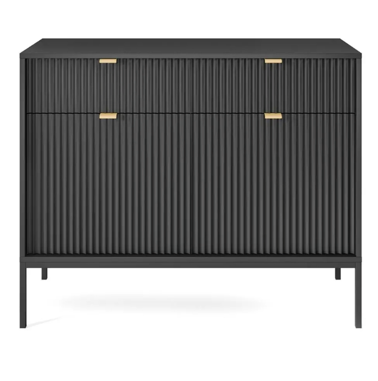 Mesita de noche de un cajón de madera