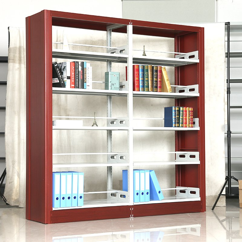 Muebles de biblioteca económicos y de alta calidad, estantería portátil de acero doble para biblioteca