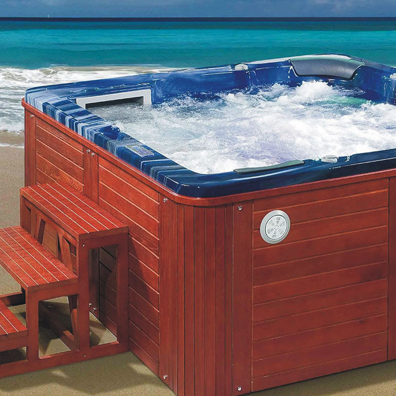 Swim Pool Spa Bathtub 6 Person Outdoor Hot Tub Swim Spa with 2 Loungers