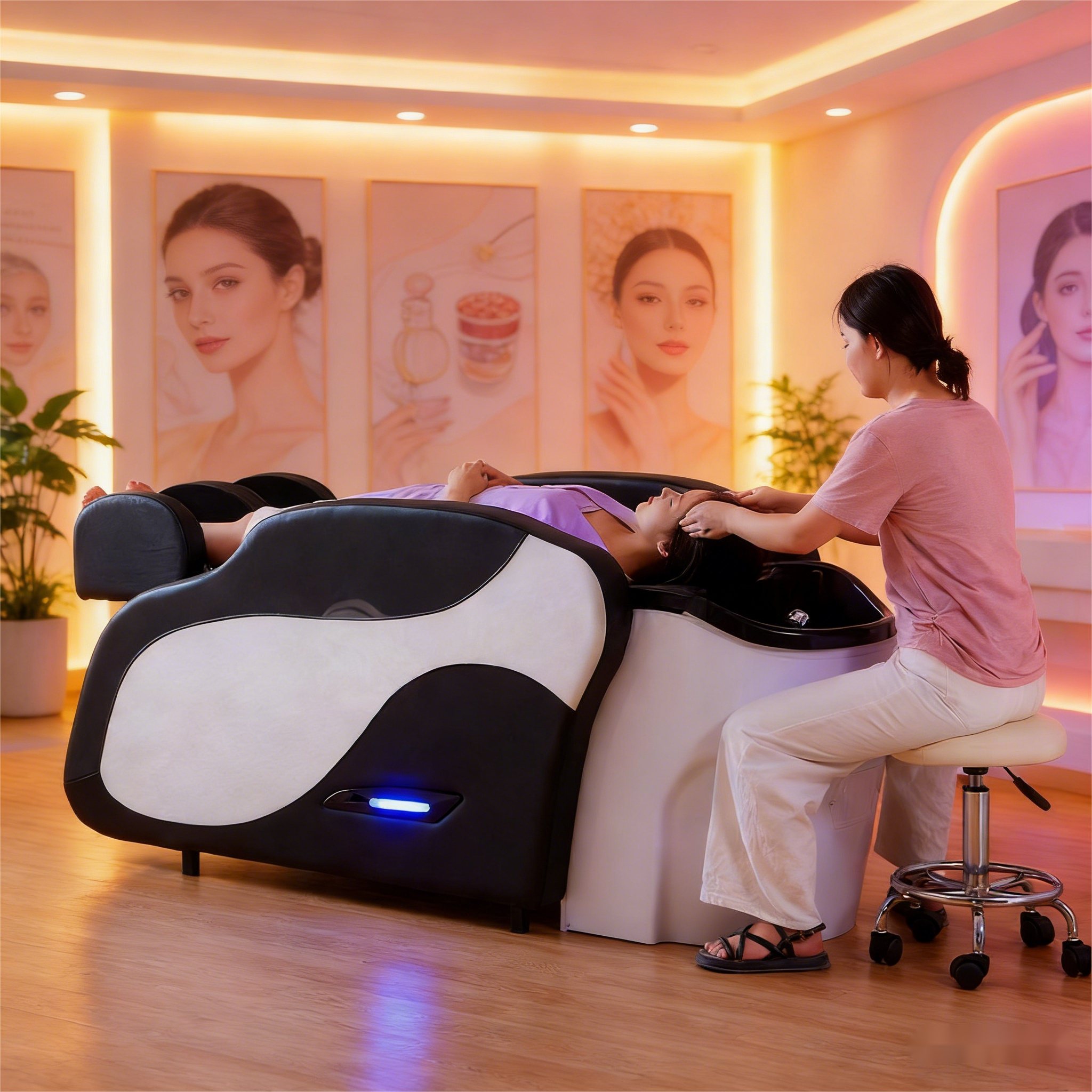 Professional Electric Head Spa Massage Bed Hydraulic Hair Washing Station Shampoo Basin for Salon Beauty Clinic Equipment