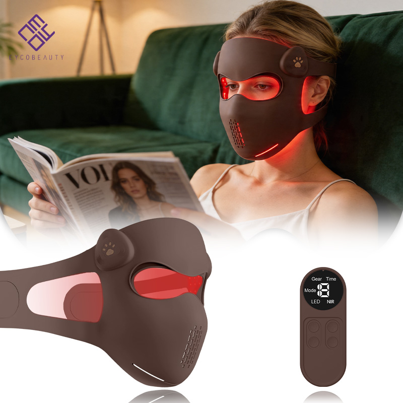 EYCO Portable Led Light Therapy Mask Red Light Face Mask Silicone Rechargeable Remote Control for Beauty SPA