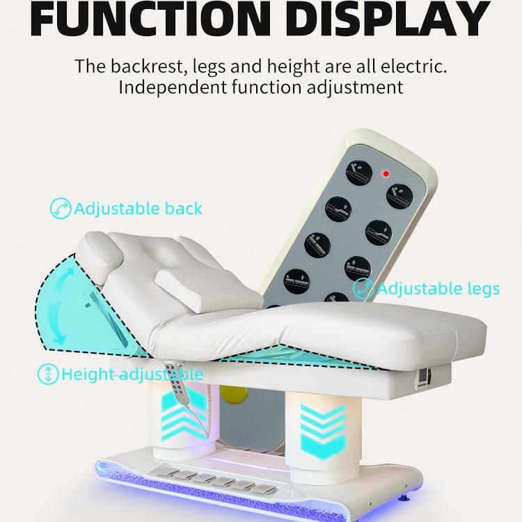 Good Quality Durable White Heated 4 Motor Full Body Massage Bed with Height Adjustable Modern Luxury Design for Beauty Salon