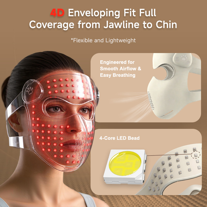 EYCO Portable Led Light Therapy Mask Red Light Face Mask Silicone Rechargeable Remote Control for Beauty SPA