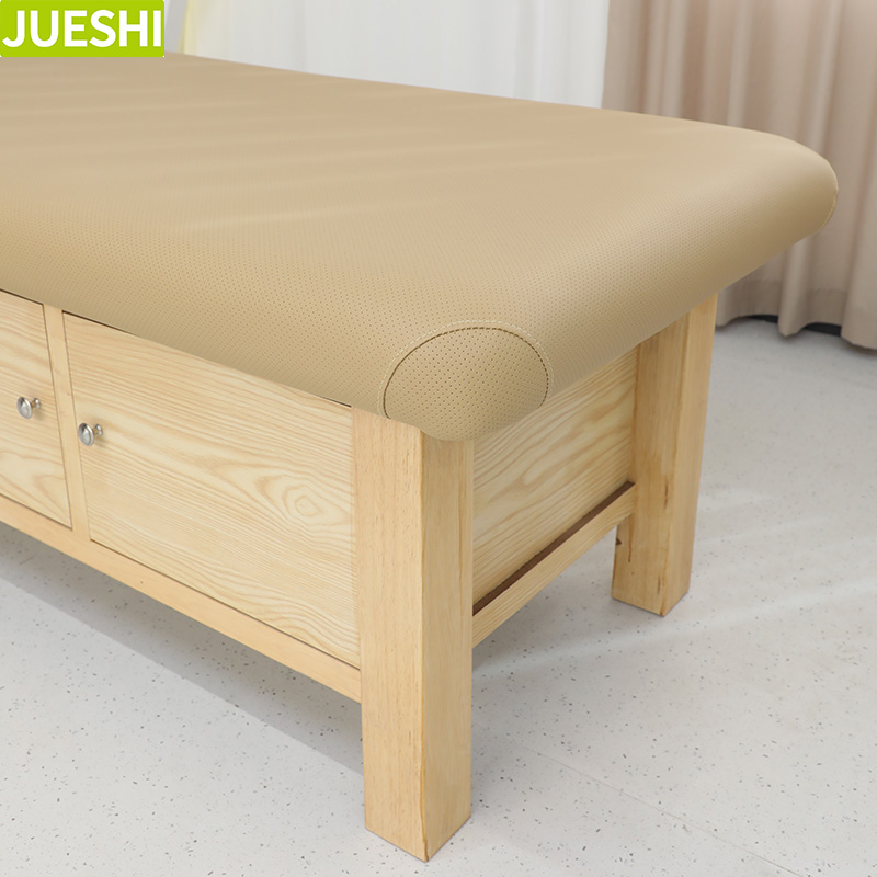 JUESHI Solid Wood Salon Furniture Set Beauty Salon Beds for Massage Table Spa Facial Lash Bed Head Spa Equipment Massage Bed