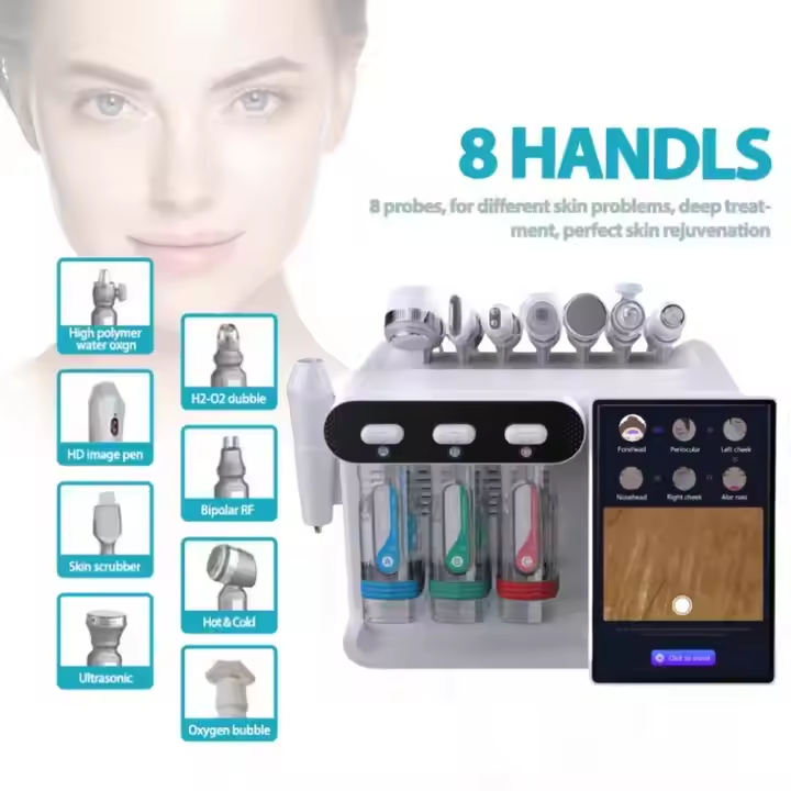 Newface Manufacturer Facial Hydrotion Oxygen Jet Professional Dermabrasion Skin Clean H2O2 8 in 1 Face Beauty Machine