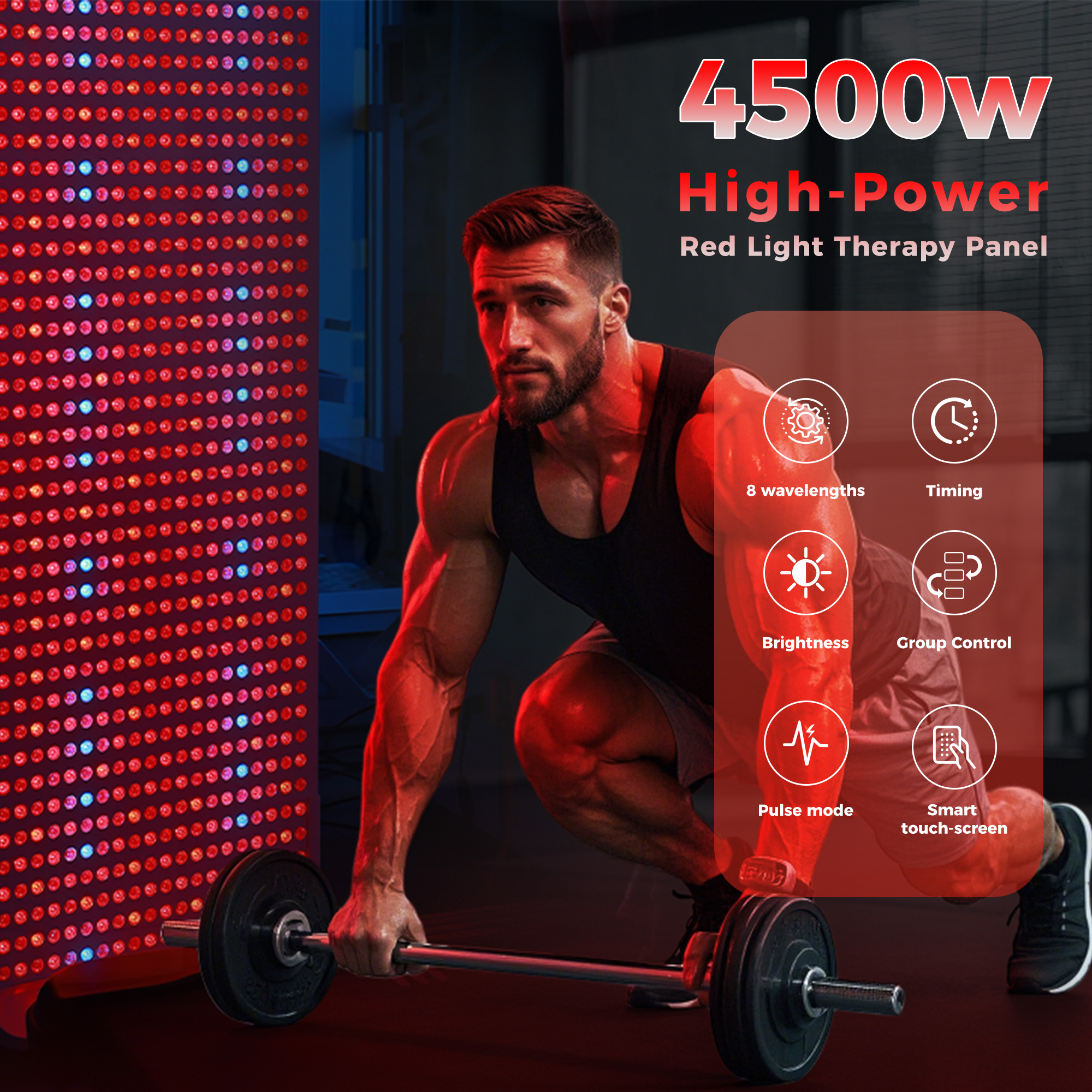 2025 Newest RT4500S+ Full Body 8 Waves High Irradiance Low EMF Medical Grade Clinic Spa Red Light Therapy Panel Full Body