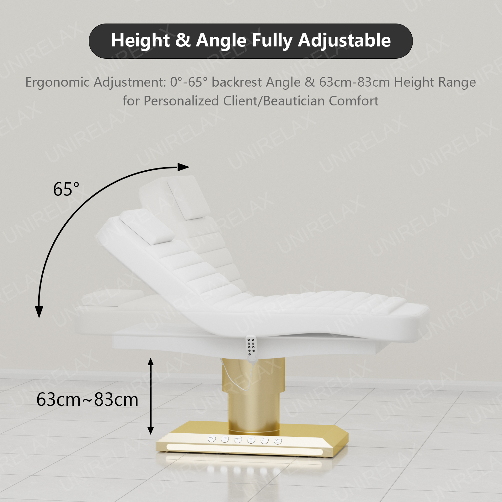 Modern White Gold Full Electric Therapy Medical Spa Salon Treatment Massage Table Lash Esthetician Cosmetic Facial Beauty Bed