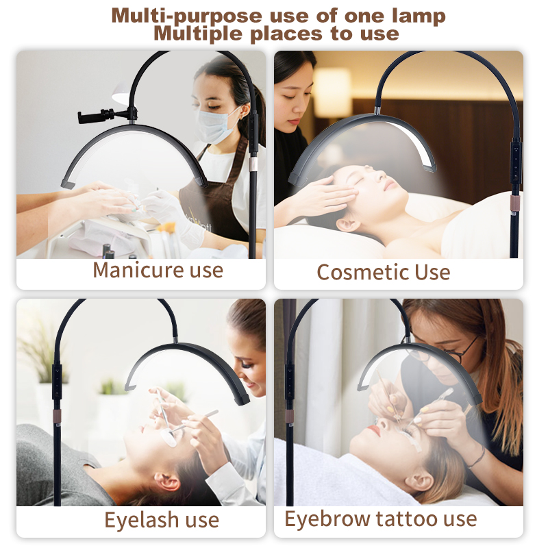 Hotsale 19inch 23inch Half Moon Lamp for Eyelash Extension Makeup Skincare Salon Massage Bed Light Free Gooseneck E204