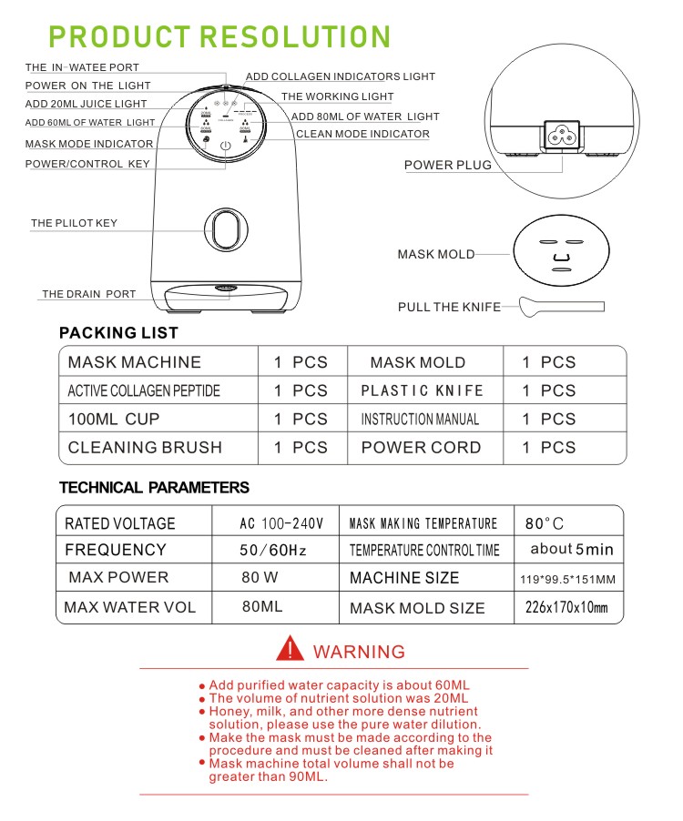 New Factory Price Facemask Skin Care Rejuvenation Anti Aging Collaegen Automatic DIY Fruit Vegetable Mask Maker Machine