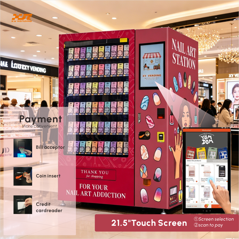XY OEM Custom Smart Beauty Nail Polish Sticker Vending Machine for Girls Mall UL CE Certified MDB Cashless Payment
