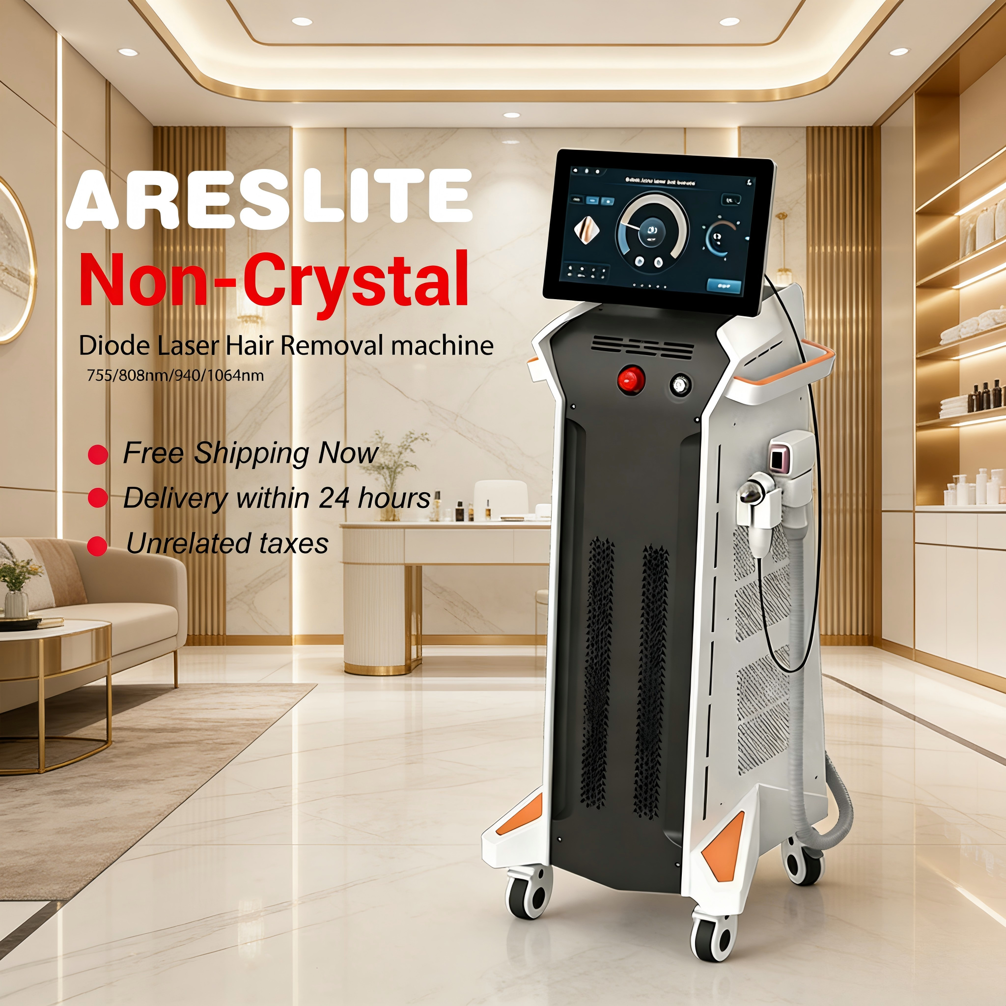 Painless Fast-Cooling 4-Wavelength Laser Hair Removal Machine Diode with Smart Client Management for Medical Spas