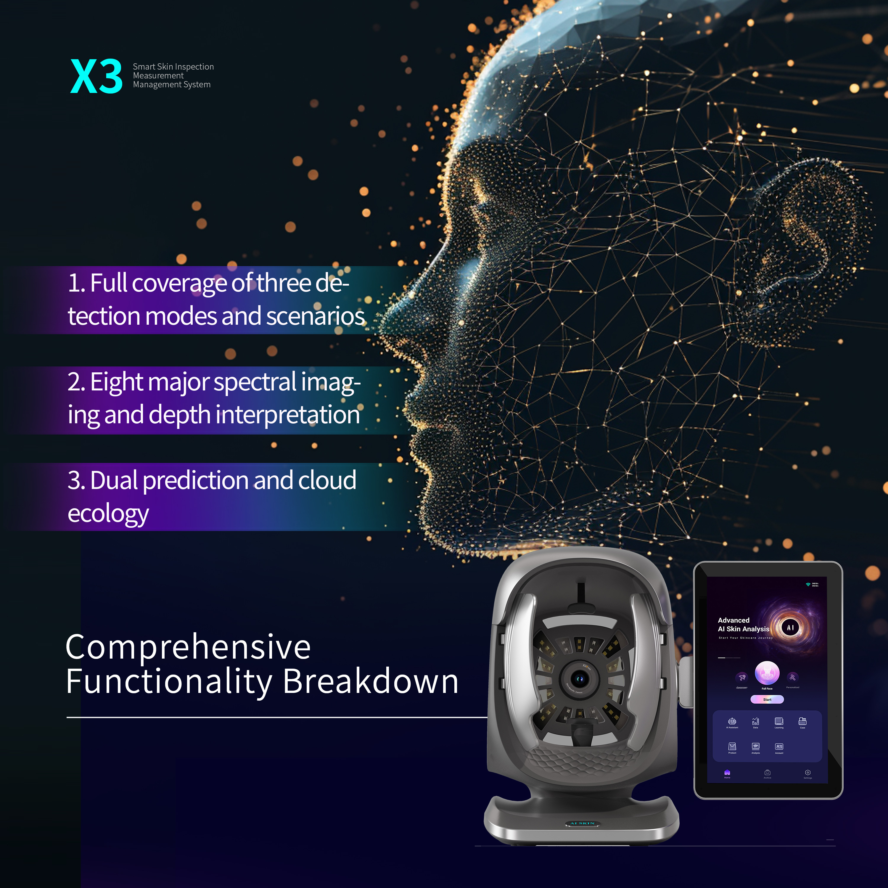 Original Design 3D Smart Skin Analyzer Professional Digital Facial Test Scanner System Beauty Clinic Scalp Skin Analyzer Machine