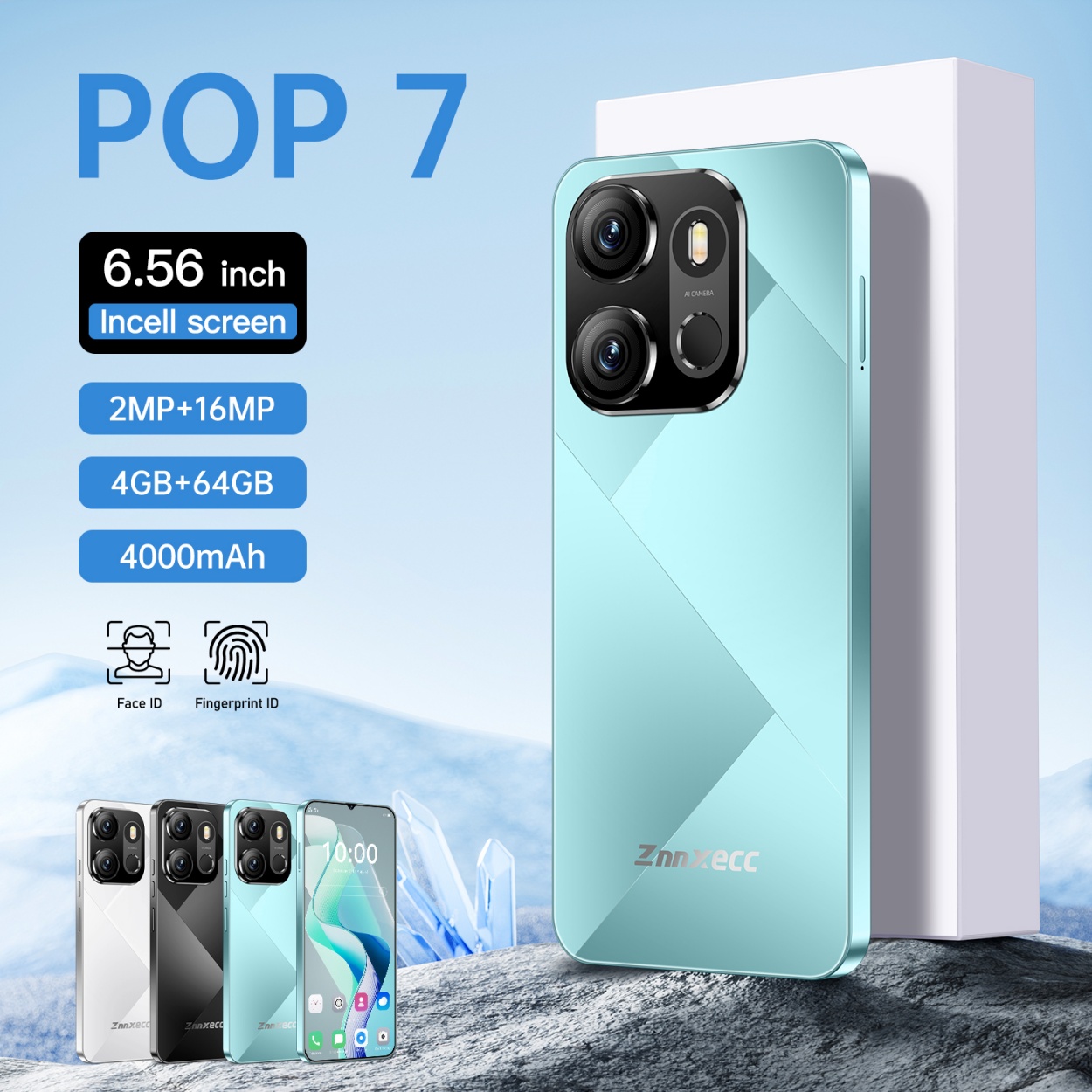 Wholesale POP7 4GB+64GB Full Network Smart Phone Gaming Phone Octa Core CPU HD Screen LTE English Original Manufacturer