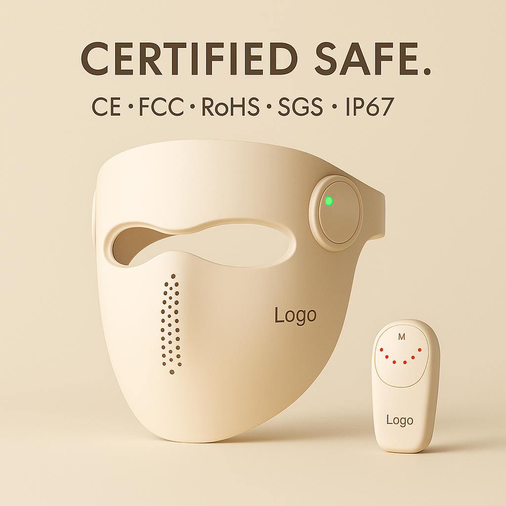 Wireless LED Silicone Facial Device with Waterproof Design 2-Year Warranty for Skin Firming & Soothing