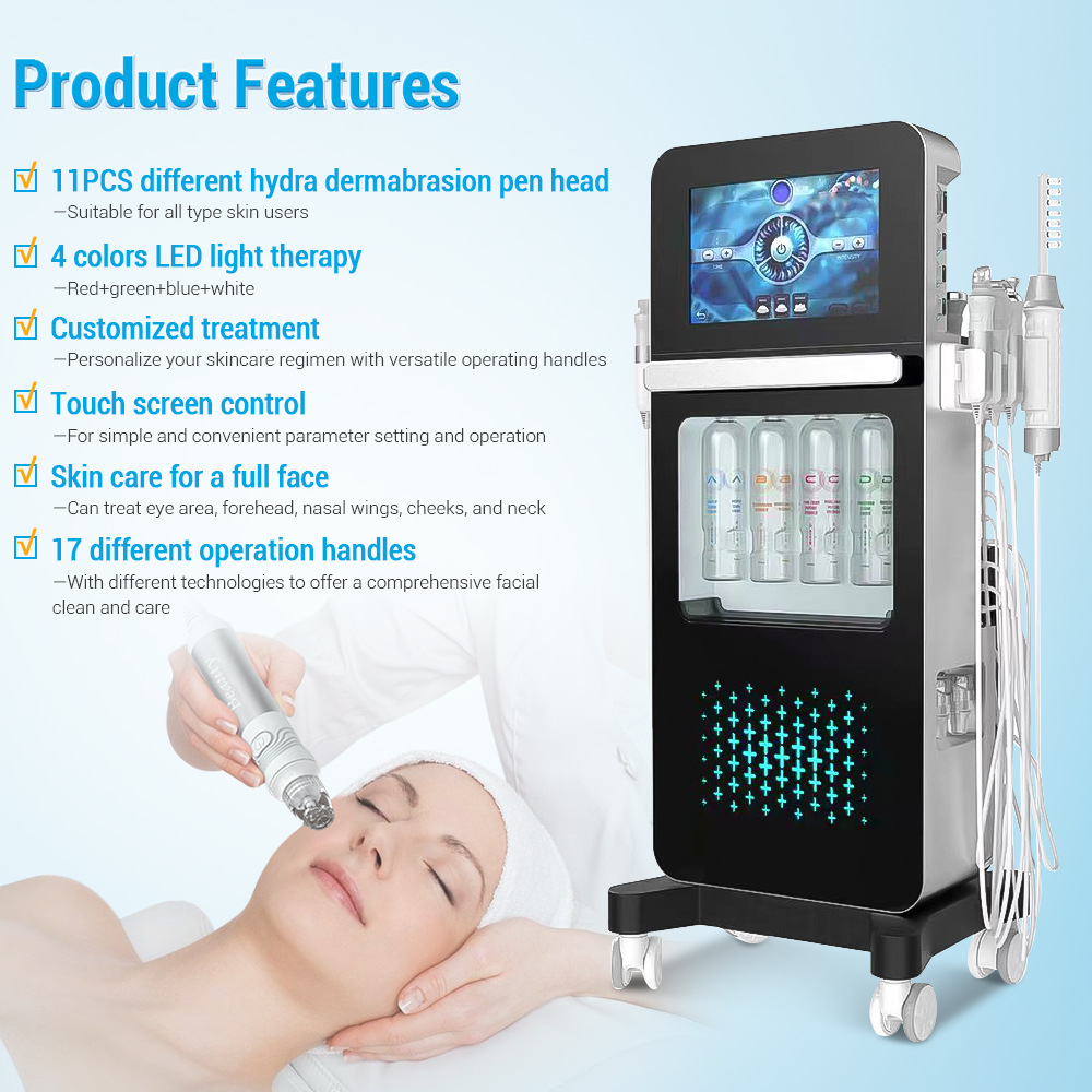 w 2026 Professional 17-in-1 Spa H2O2 Hydrotherapy Skin Scrubber with Oxygen and CO2 Bubble Jet Facial Massager