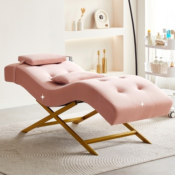 Modern Portable Foldable Adjustable Beauty Eyelash Massage Table Spa Salon Facial Chair Pink Curve Lash Bed