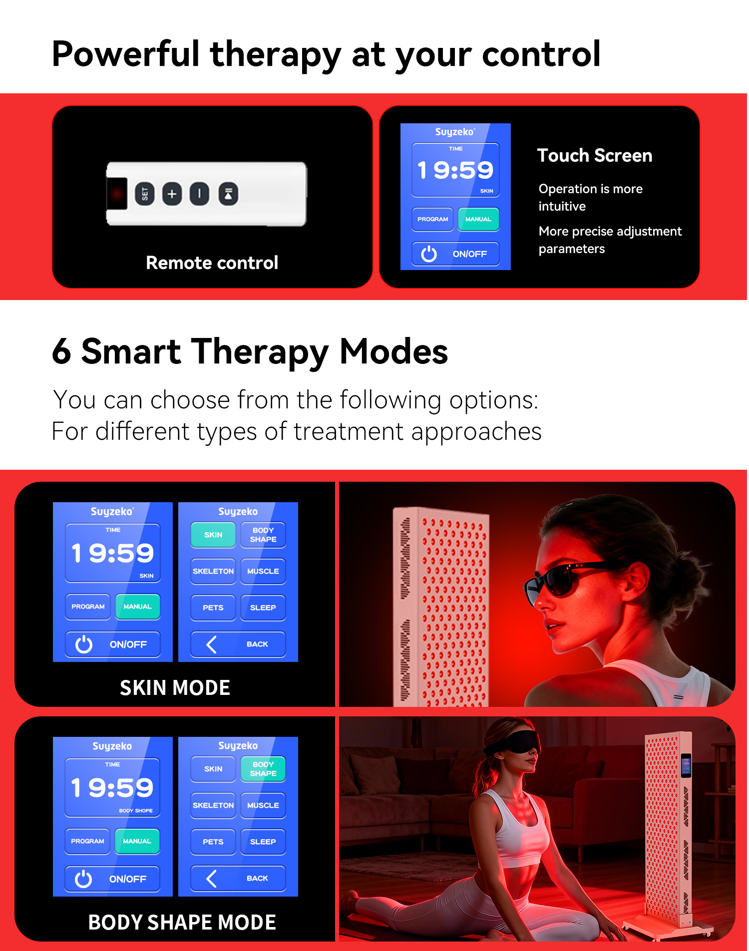 Home Use Large 660nm 850nm 400W Device for Spa Upgrade Touch Screen Full Body Red Light Therapy Panel With 360 Stand