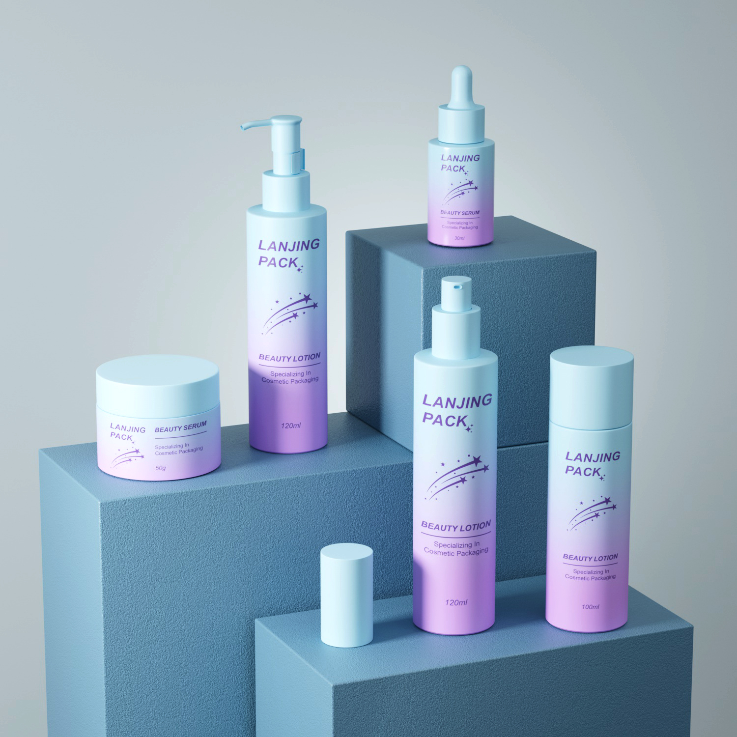 New Design Skincare Containers Luxury Glass Packaging Spray Lotion 1oz 30ml 50ml 60ml 100ml 120ml Glass Jar And Serum Bottle