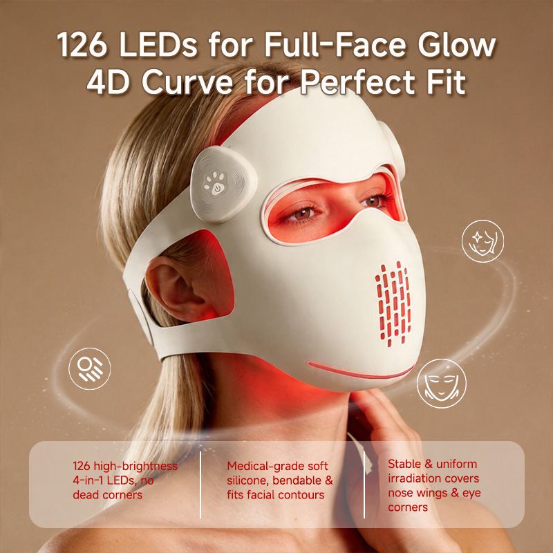 EYCO Portable Led Light Therapy Mask Red Light Face Mask Silicone Rechargeable Remote Control for Beauty SPA