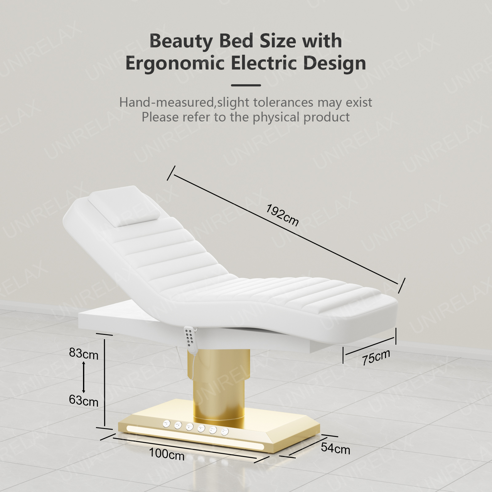 Modern White Gold Full Electric Therapy Medical Spa Salon Treatment Massage Table Lash Esthetician Cosmetic Facial Beauty Bed