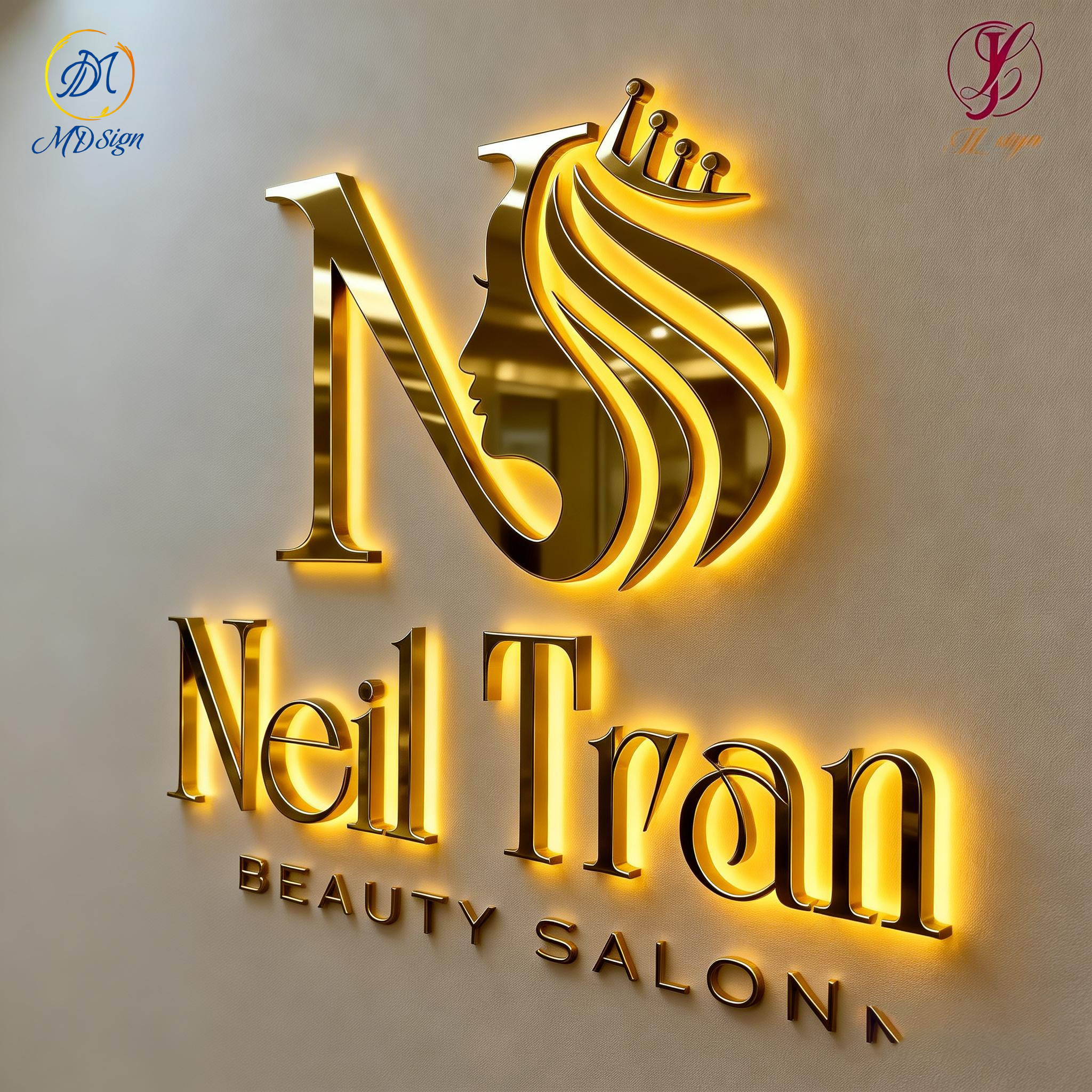 Factory Customization 3D Logo Signage Business logo Metal Backlit Name LED Lighted Board for Beauty Medical Clinic logo