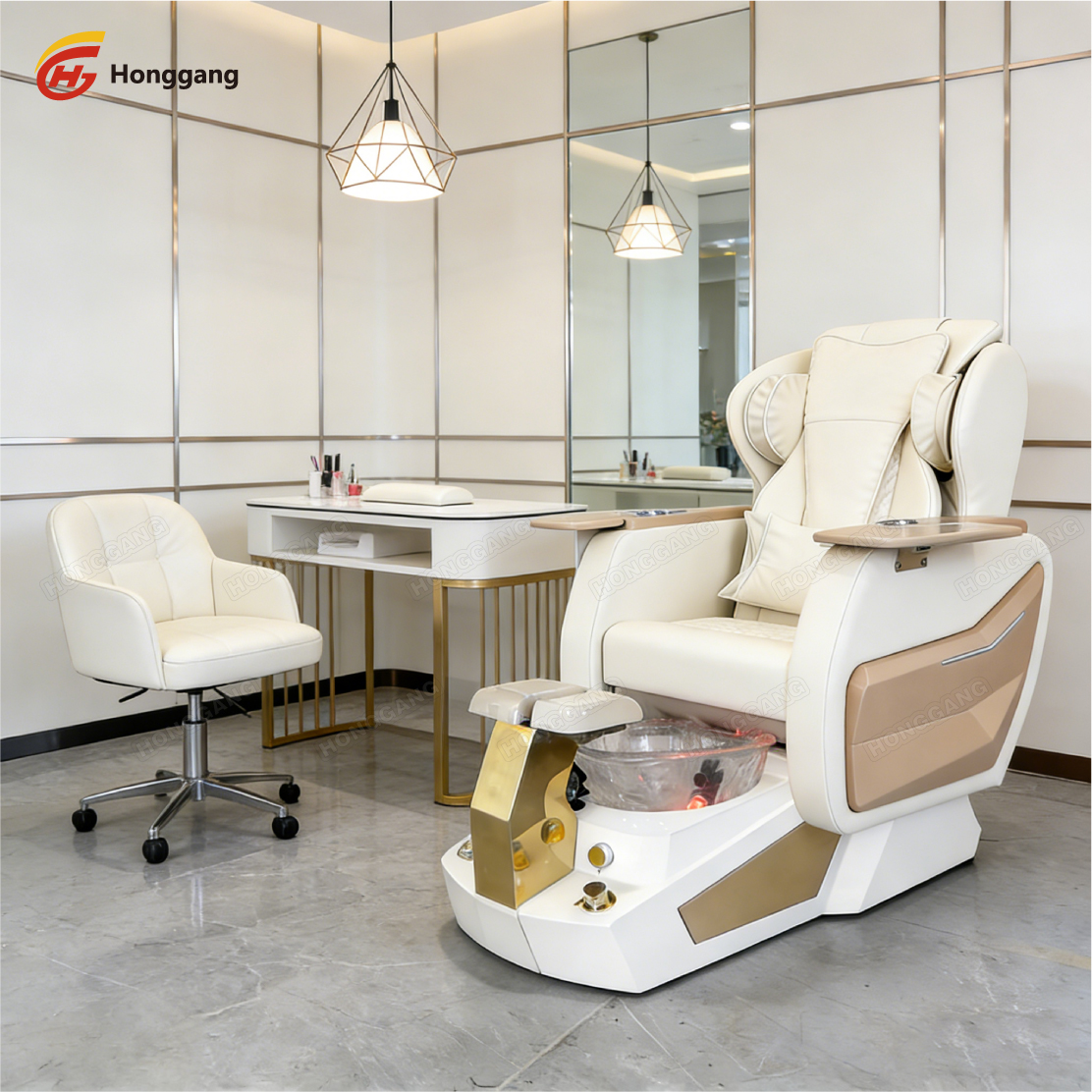 Modern Electric Full Body Massage Foot Spa Chair Comfortable Manicure Pedicure Chair with Wireless Charger