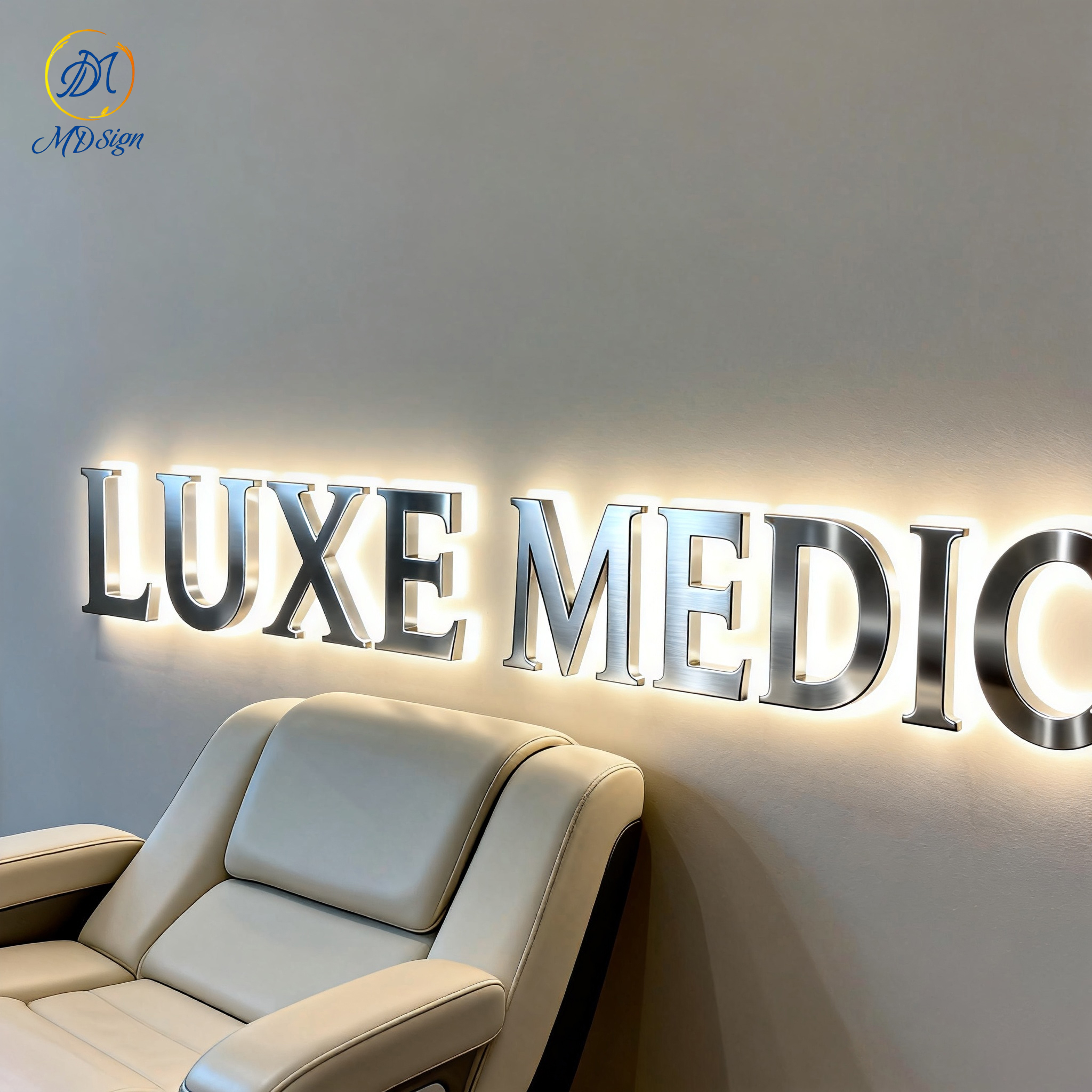 Factory Customization 3D Logo Signage Business logo Metal Backlit Name LED Lighted Board for Beauty Medical Clinic logo