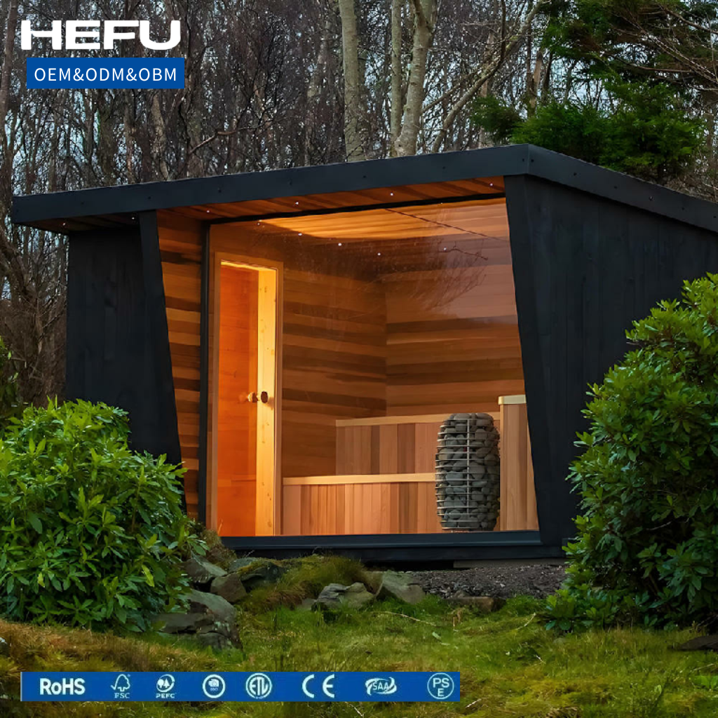 Spa Tubs Sauna Outdoor Relax Wet Lit Electric 6 Person Red Cedar Cube Outdoor Sauna With Heater Wood Sauna For Outdoor