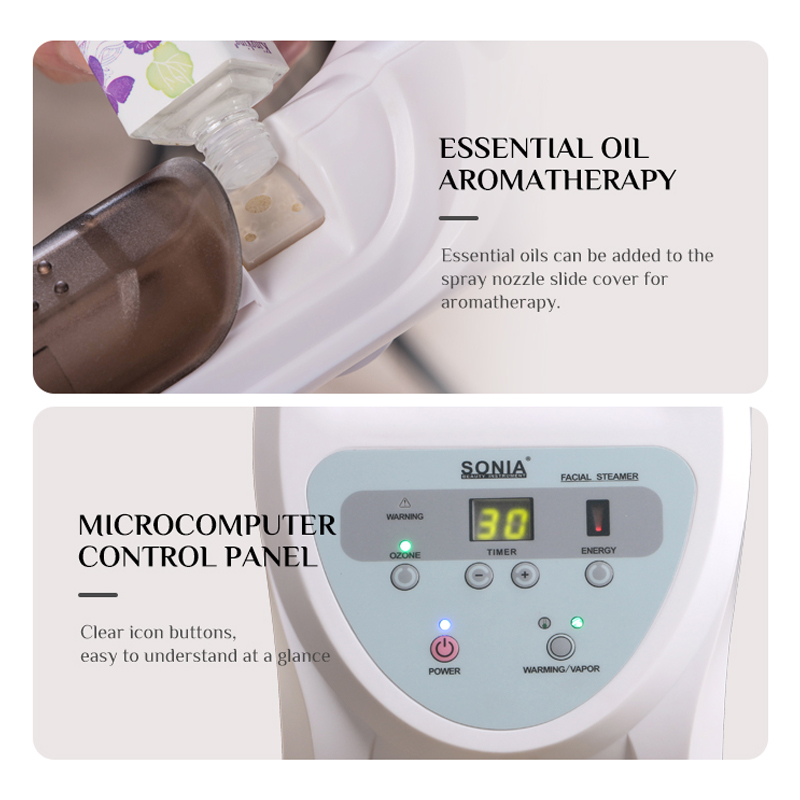 Wholesales Professional Ionic Ozone Facial Steamer Adjustable Mist &amp; Auto Water Level Detection for Salon Beauty Equipment
